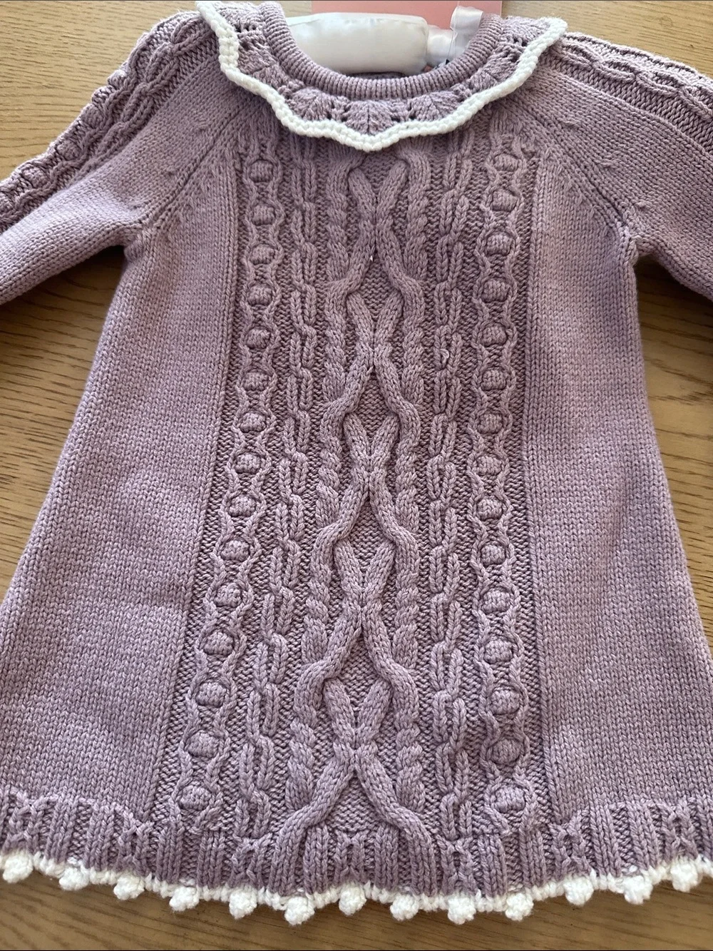 Cupcakes and Cashmere Lavender Cable Knit Baby Dress with Socks & hat NWT 3-6mo